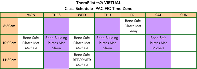 Classes PACIFIC Time Zone